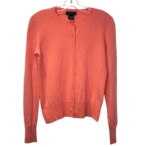 Lord & Taylor Coral Button-Front Cashmere Cardigan